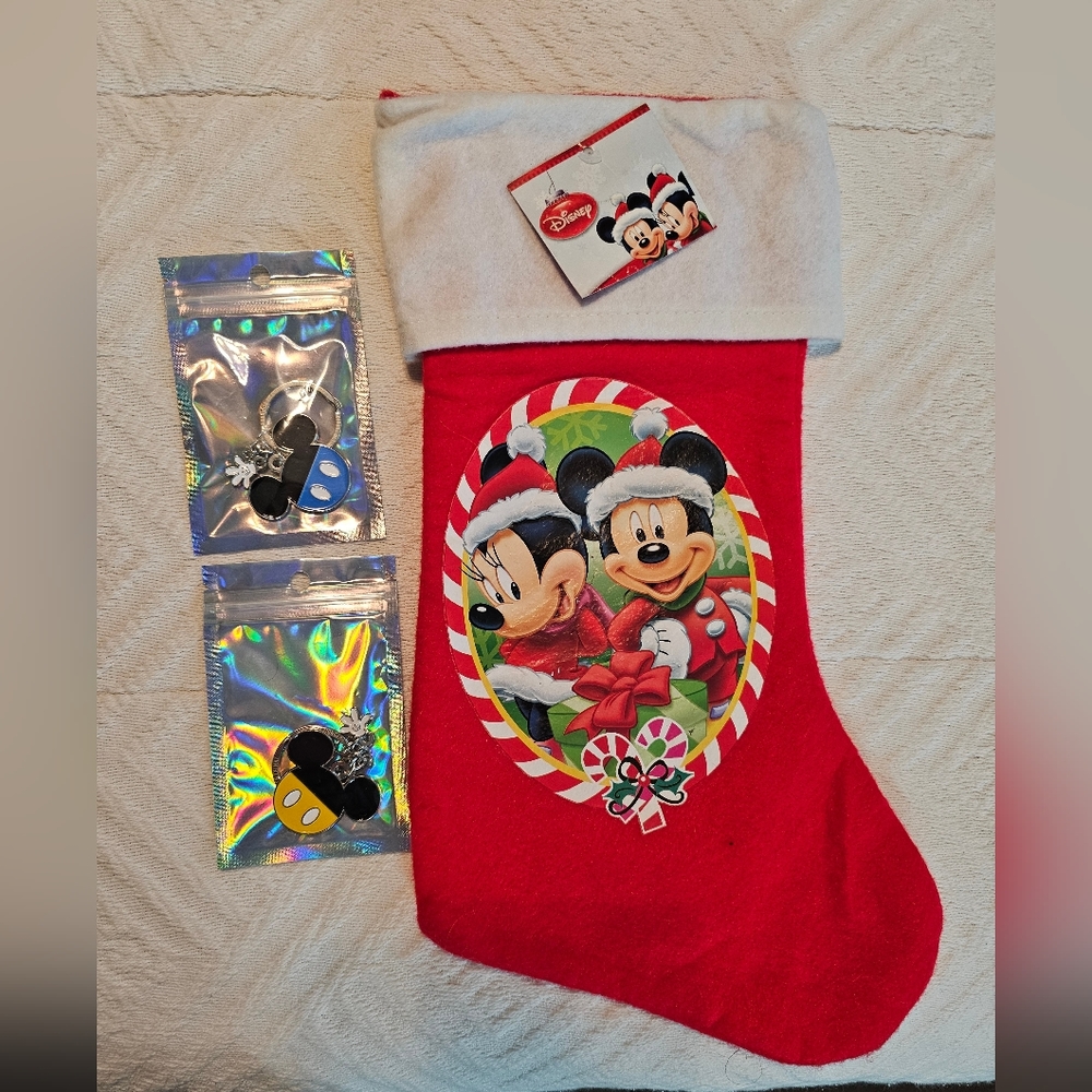 Disney Mickey Mouse Bundle Stocking and two Keychains